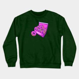 Doughnut With Box Cartoon Illustration Crewneck Sweatshirt